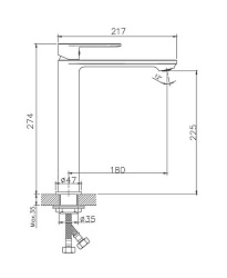 Смеситель для раковины, высокий, латунь, черный HB11590-7